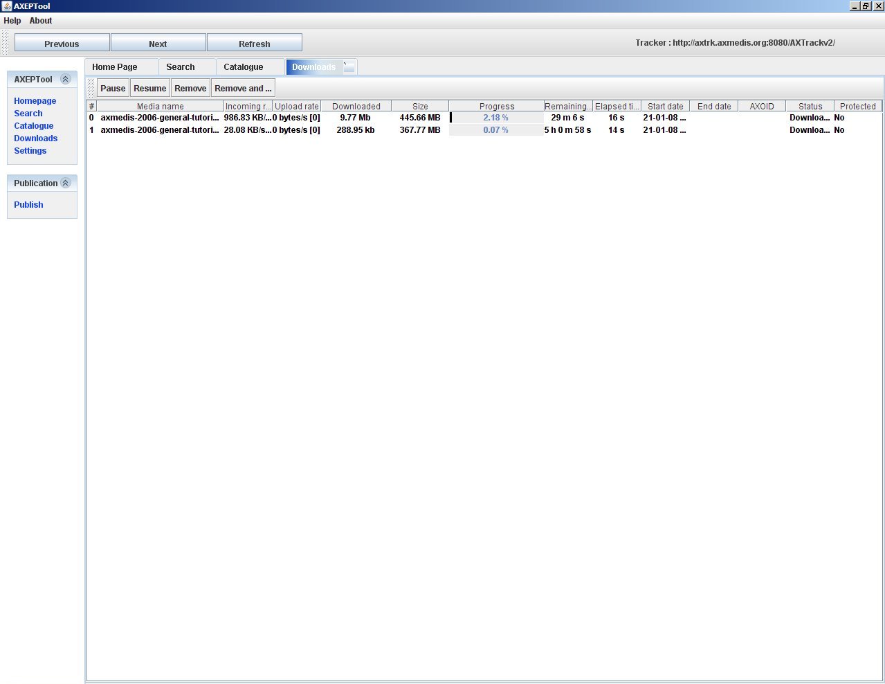 AXMEDIS P2P client, a very easy to use P2P bittorrent client