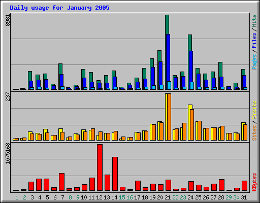 Daily usage for January 2005