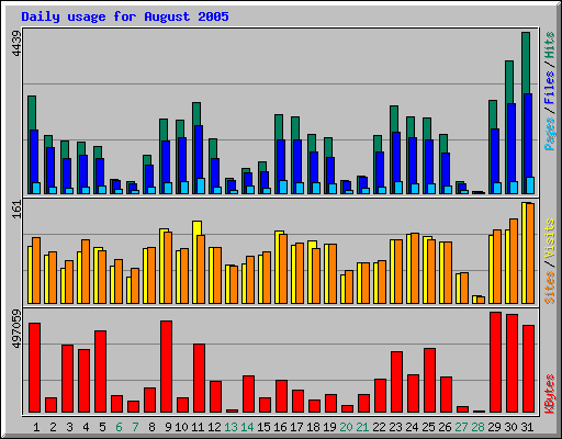 Daily usage for August 2005