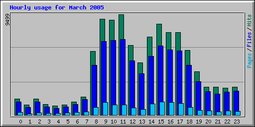 Hourly usage for March 2005