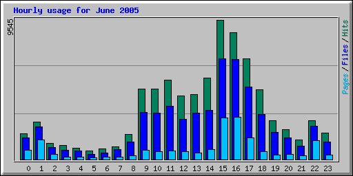 Hourly usage for June 2005