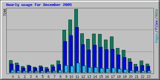 Hourly usage for December 2005