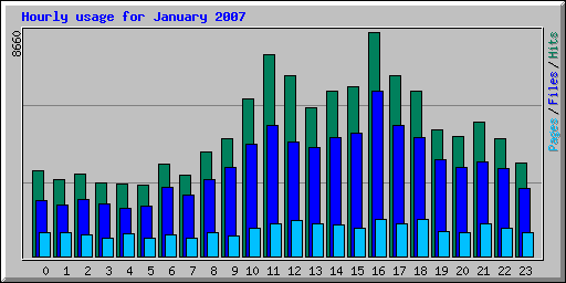 Hourly usage for January 2007