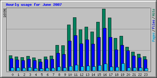 Hourly usage for June 2007