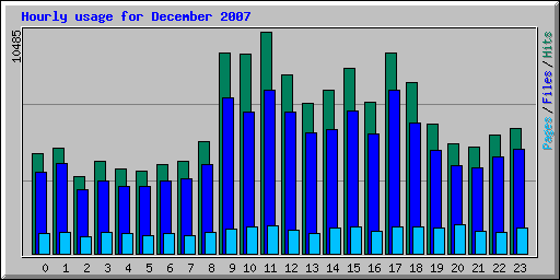 Hourly usage for December 2007