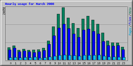 Hourly usage for March 2008